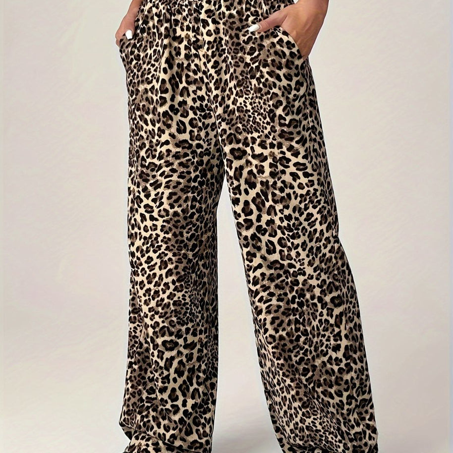 leopard print wide leg pants