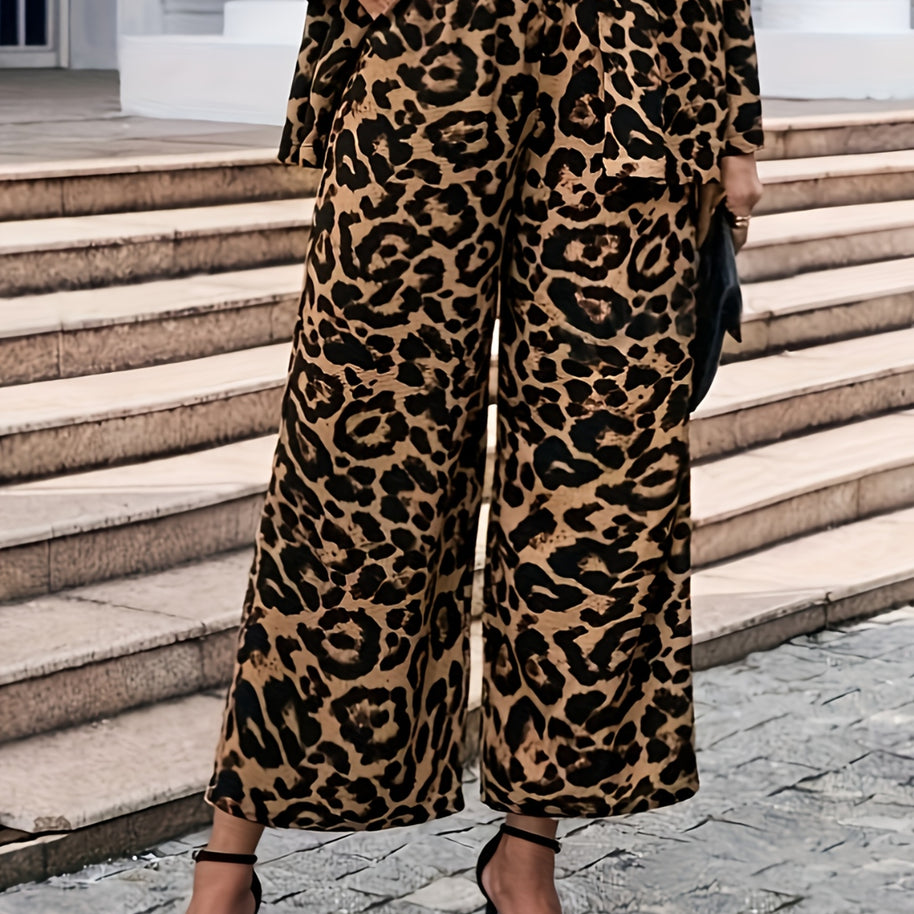 leopard print wide leg pants