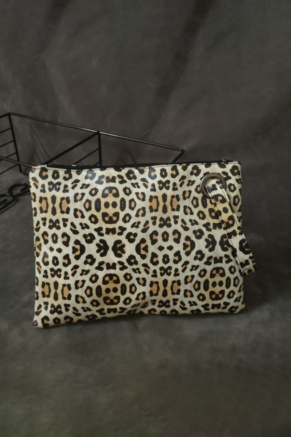 leather leopard clutch