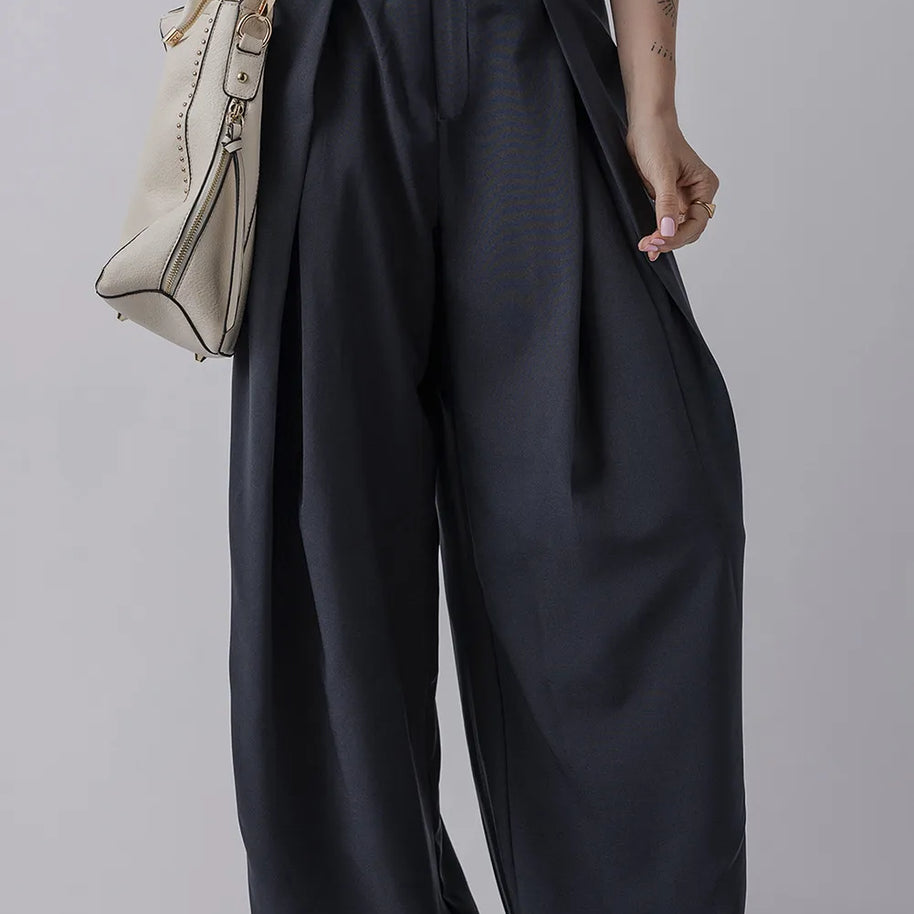 Dark navy wide leg pants with pockets
